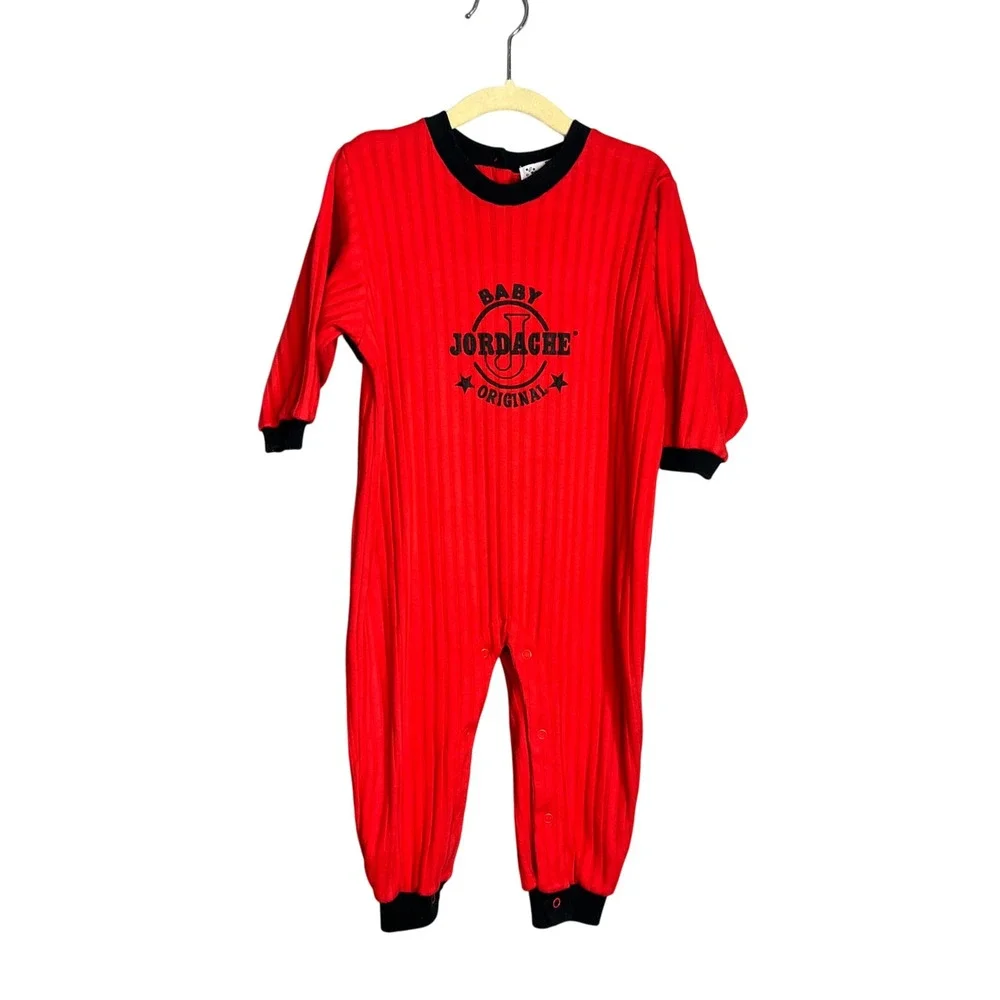 Jordache Vintage Ribbed Romper Size‎ 24 Months Boy Girl Red Navy